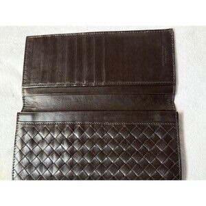 Bottega Venetta Lambskin Long Wallet, Brown Preloved In Good Condition